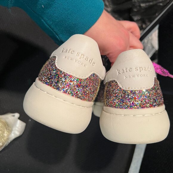 Kate Spade Lift sneakers shoes purple white silver metallic glitter sparkle 6 - Picture 8 of 10